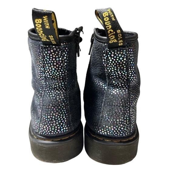 Dr. Martens Pascal Lace Up Boots Black Suede Outer Iridescent Foil Kids Girls 3Y - Picture 4 of 8
